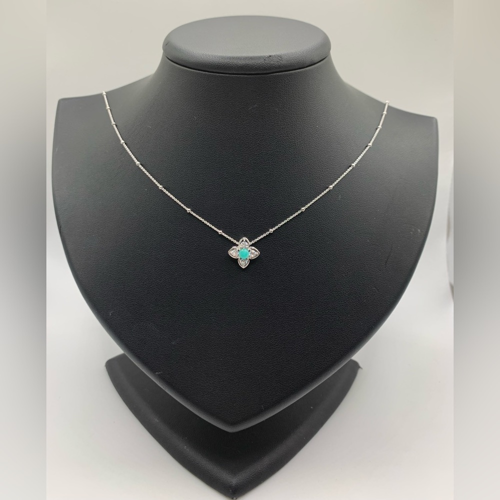 New PAJ 925 Sterling Silver amazonite CZ necklace - Picture 1 of 6